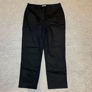 Talbots Stretch Linen Blend Pants Womens Size 12 Black Straight Leg Chinos